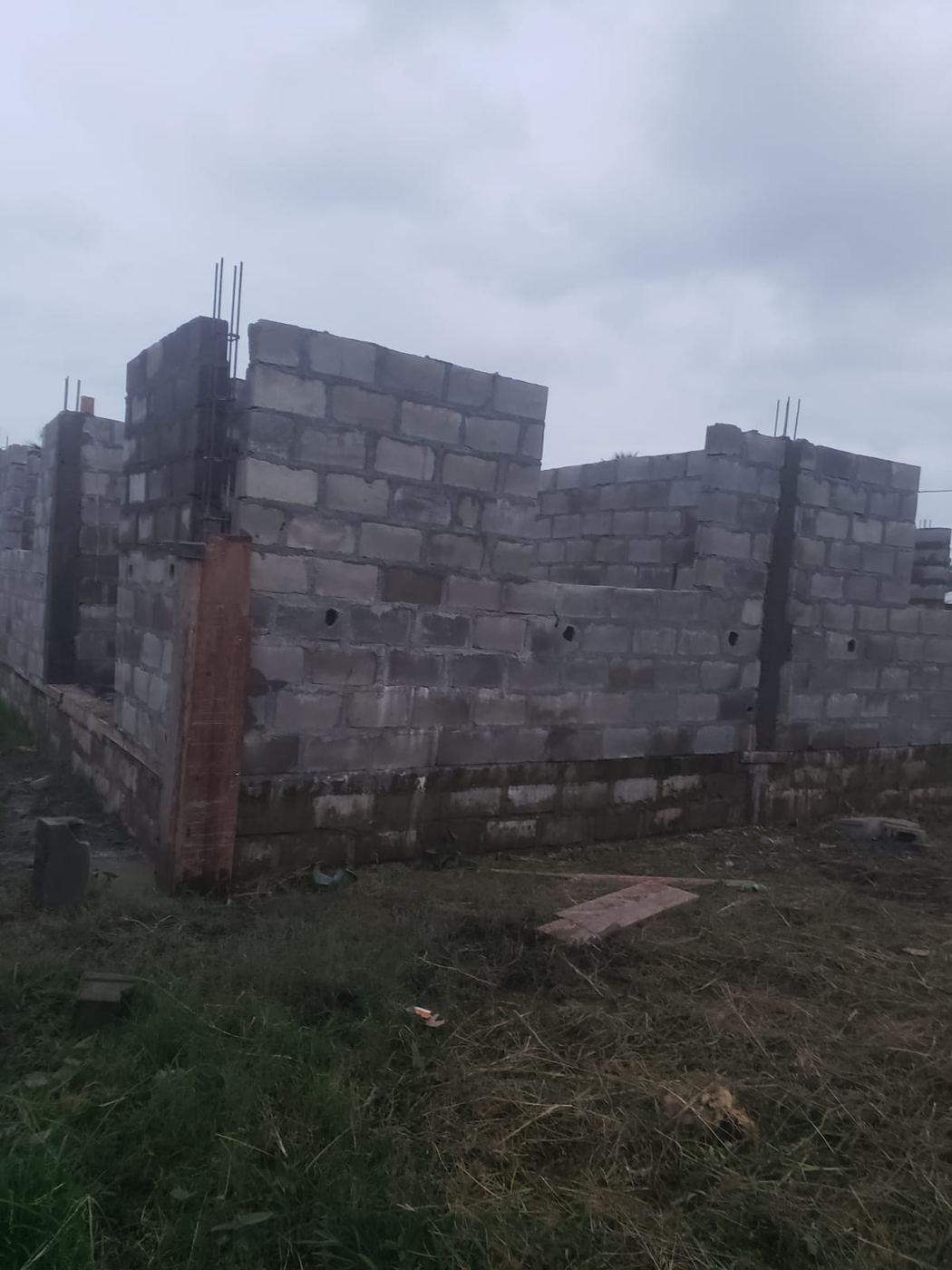 Concrete block perimeter walls under construction