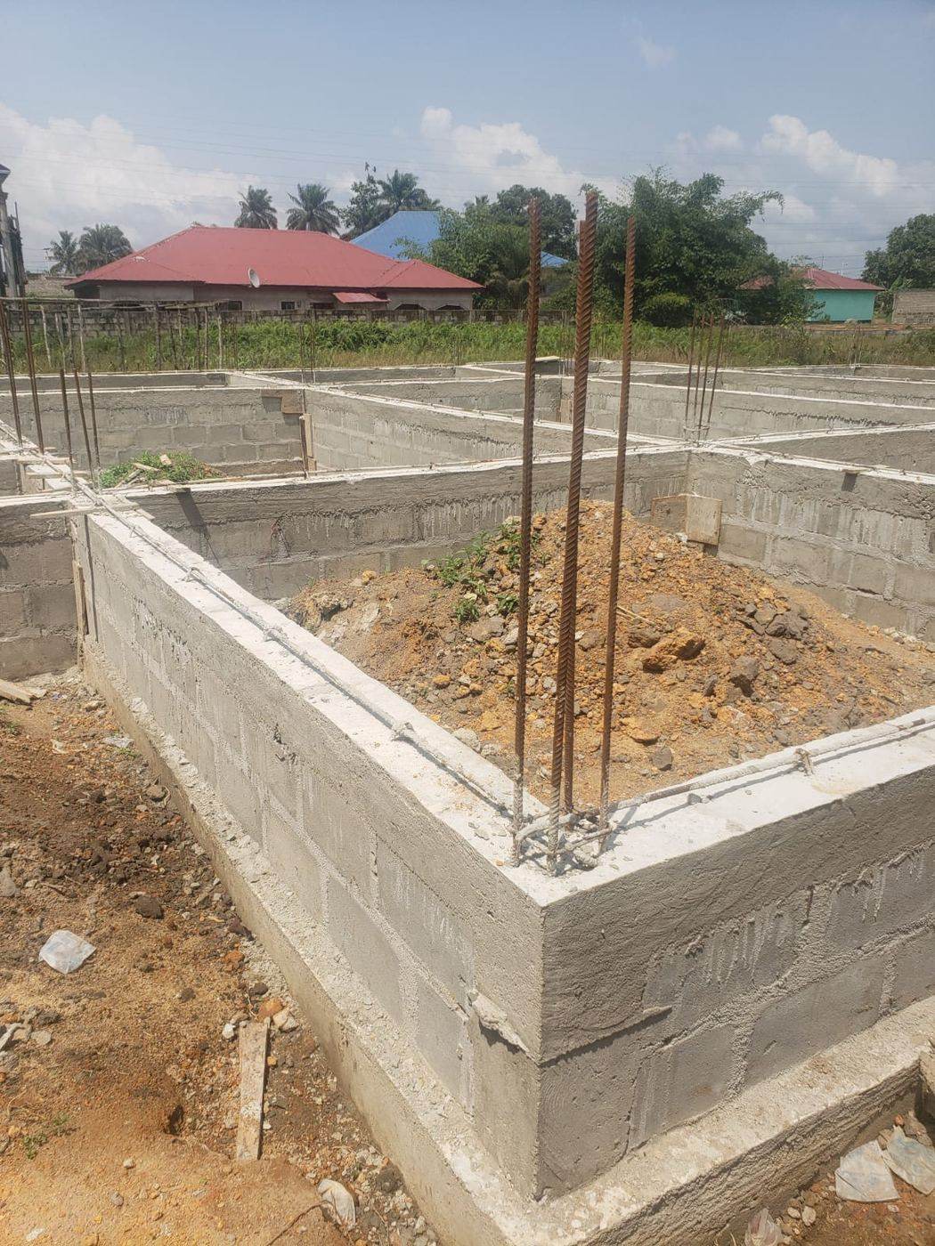 Reinforced concrete foundation under construction